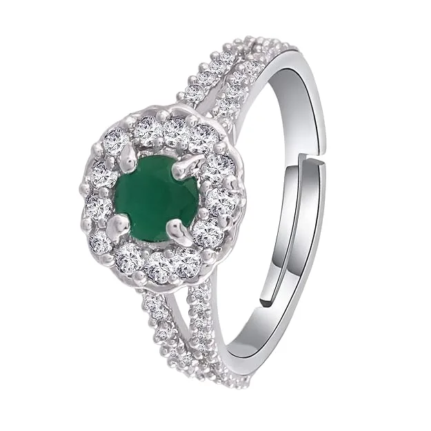 I Jewels वैलेंटाइन स्पेशल रोज़ गोल्ड और सिल्वर प्लेटेड CZ एडजस्टेबल रिंग
