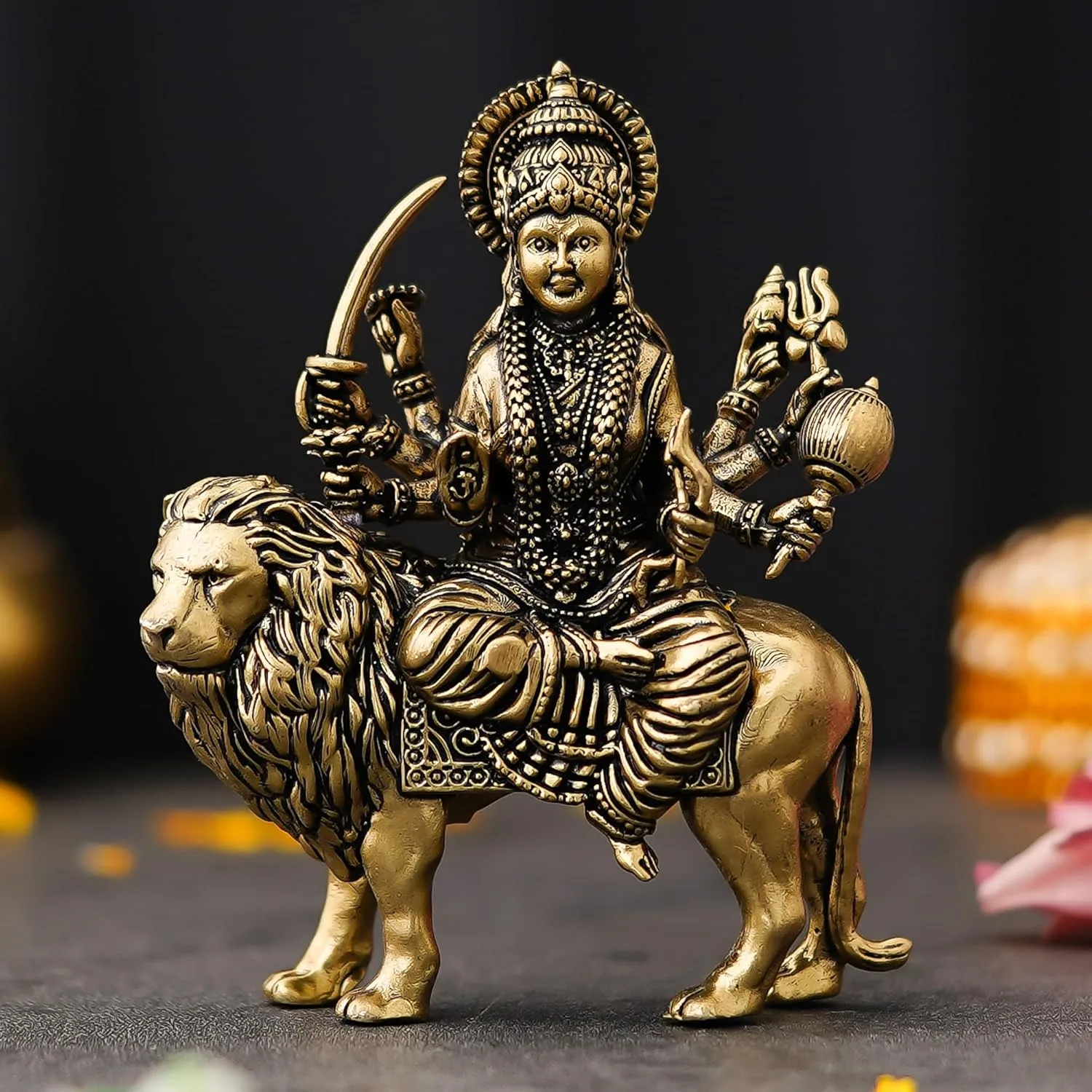 3 इंच पीतल की मां दुर्गा मूर्ति